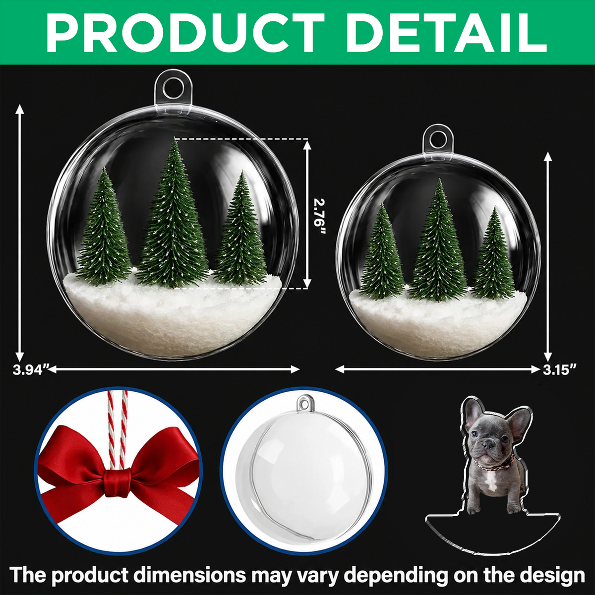 Custom Dog Photo 3D Acrylic Ball Ornament, Snow Globe Ornament For Pet Lovers HO82 903436