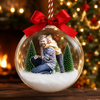Custom Photo Dad With Daughter, Son Christmas 3D Acrylic Ball Ornament HO82 903442