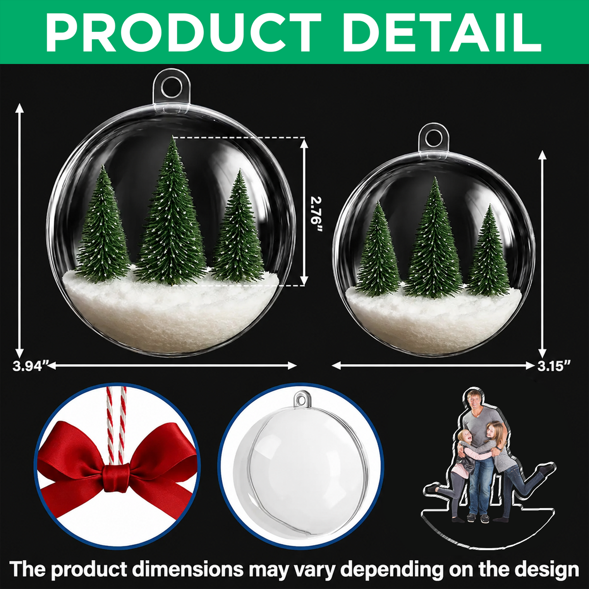 Custom Photo Dad With Daughter, Son Christmas 3D Acrylic Ball Ornament HO82 903442