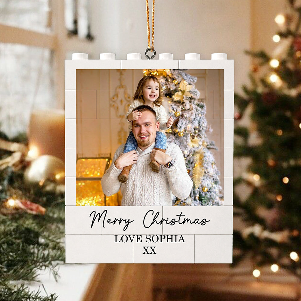 Custom Photo World's Best Daddy Merry Christmas Building Blocks Ornament LM32 669957