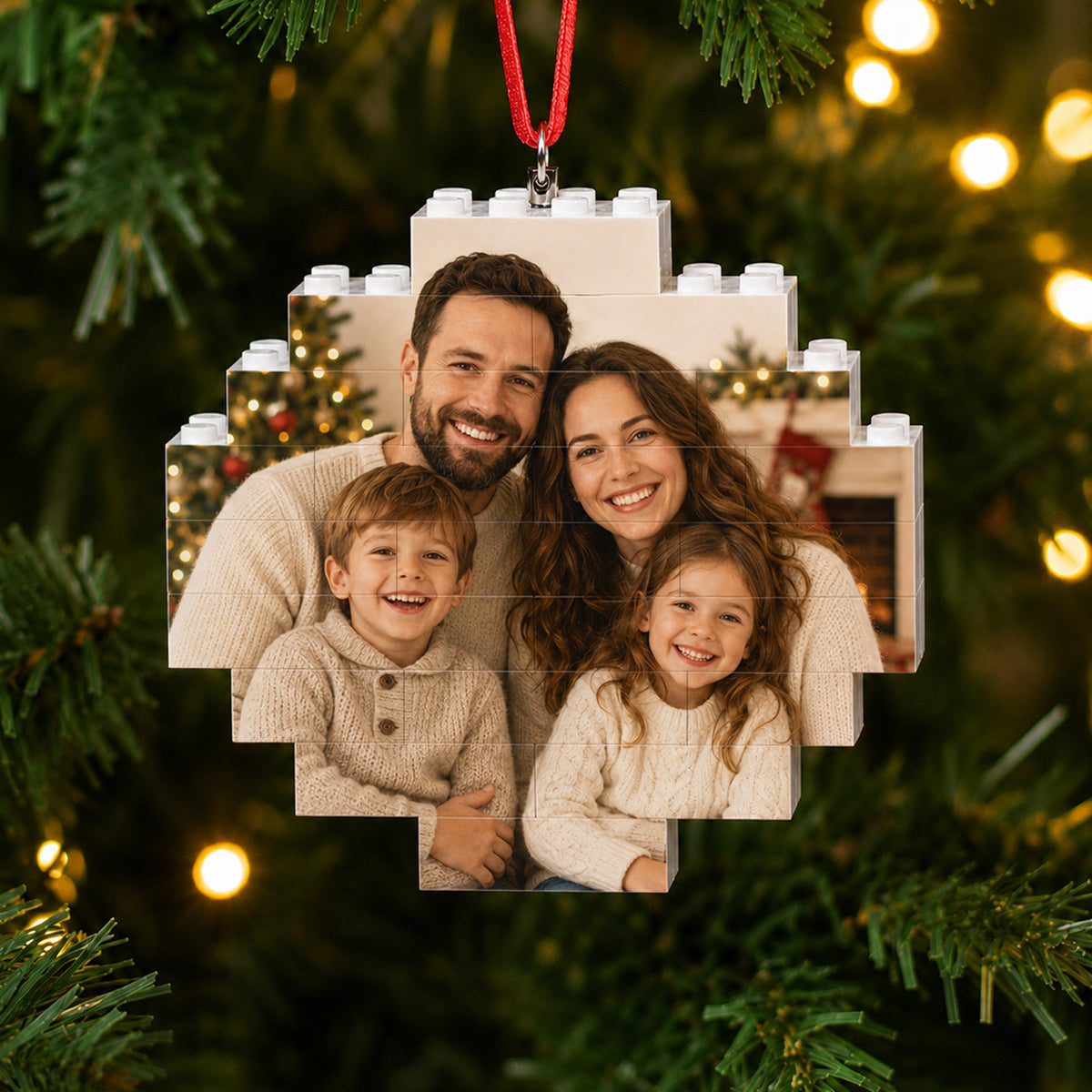 Custom Family Photo Building Blocks Ornament TH10 170739
