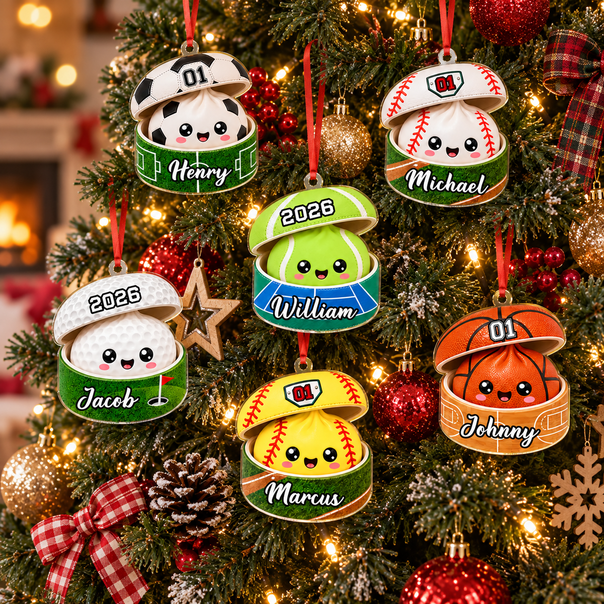 Personalized Sport Dumpling Acrylic Ornament, Festive Keepsake for Sports Lovers HA75 919366