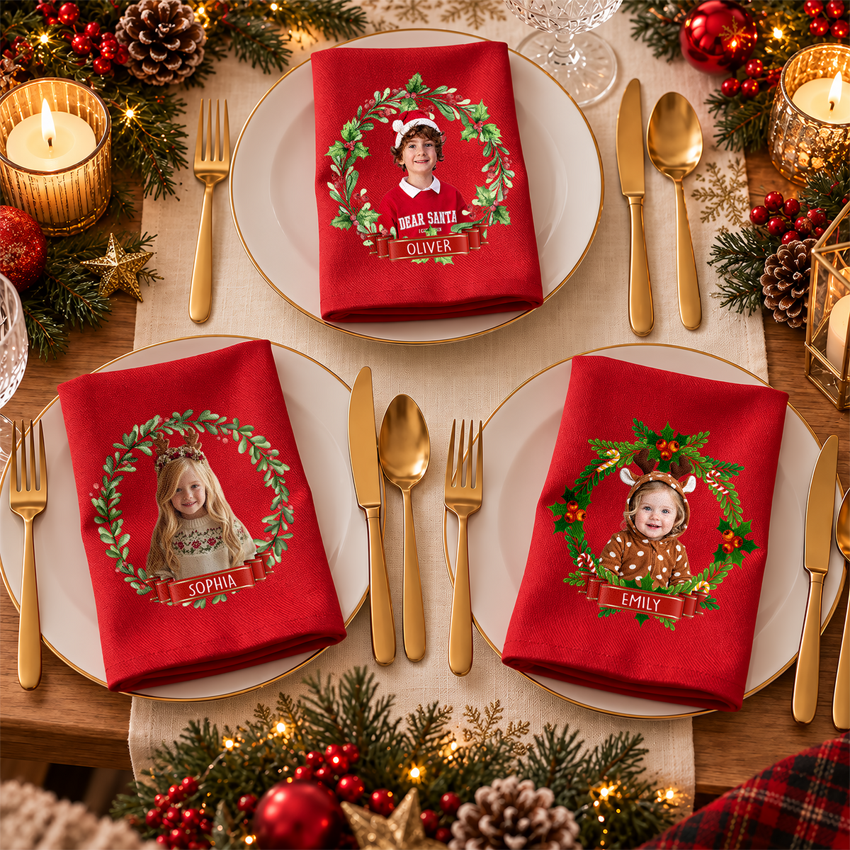 Custom Family Photo Reusable Cotton Napkin HO82 903718