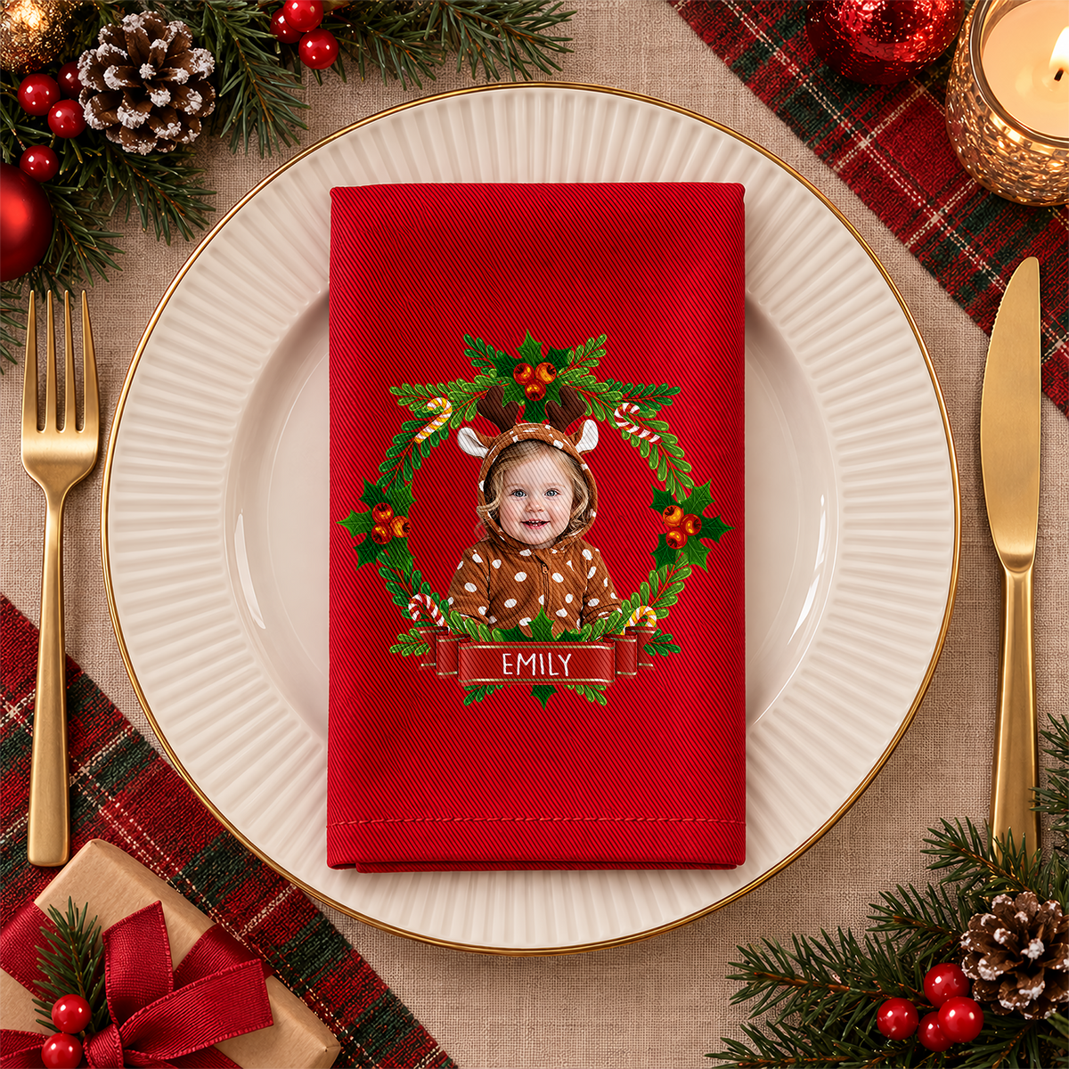 Custom Family Photo Reusable Cotton Napkin HO82 903718