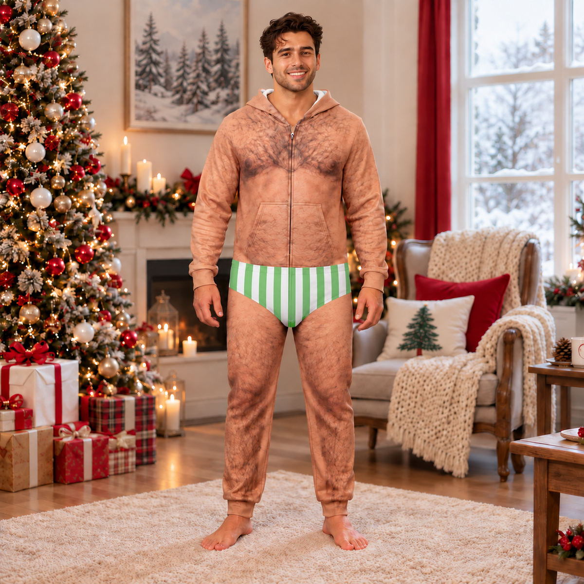 Personalized Funny Body Onesie Pajamas, Playful Gift For Husband, Son, Grandson, Brother, Grandpa, Dad HO82 903688