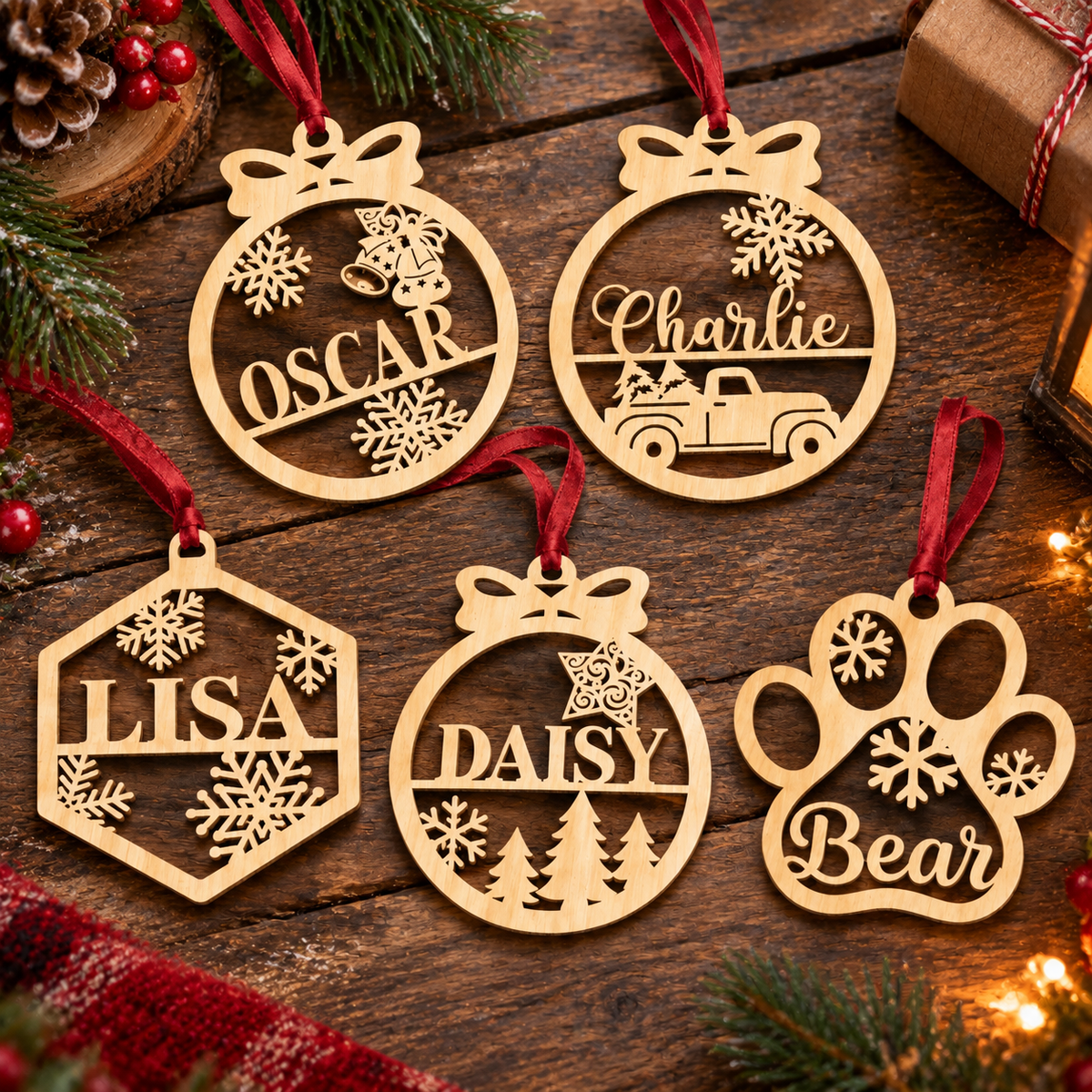 Personalized Name Christmas Wood Ornament Family Gift HA75 919182