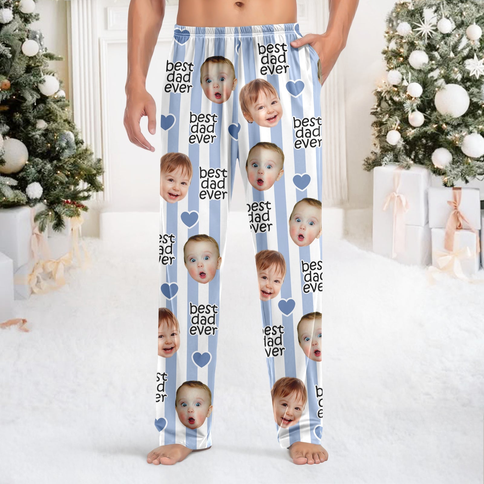 Custom Baby Face Best Dad, Mom Ever with Heart Family Sweatpants LM32 670111