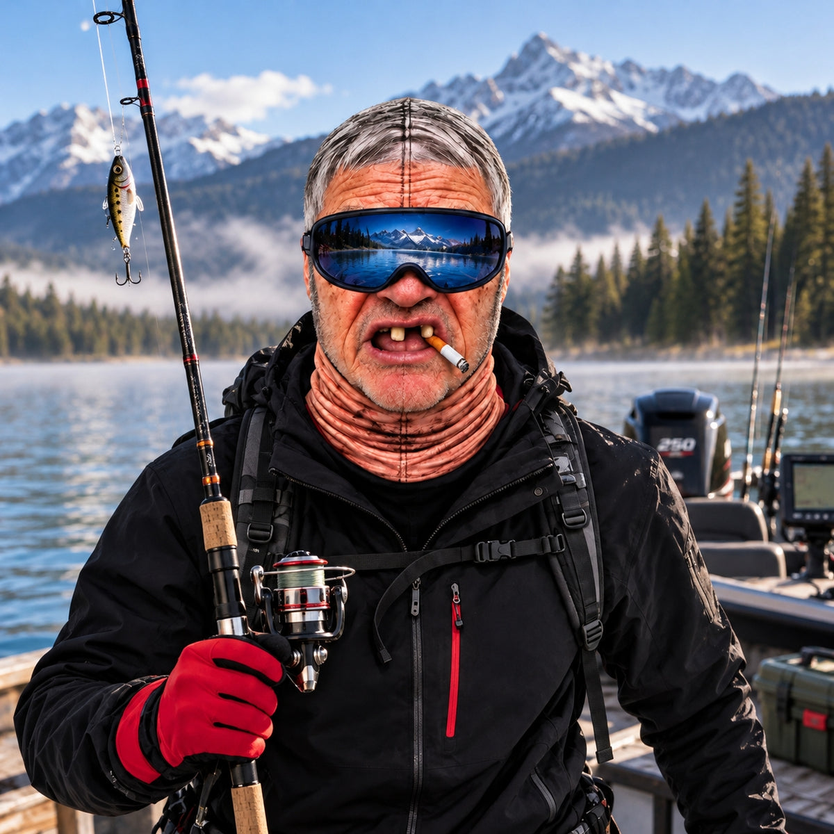 Funny Fishing Old Man Face 3D Mask, Fishing Lovers Gift CH07 180832