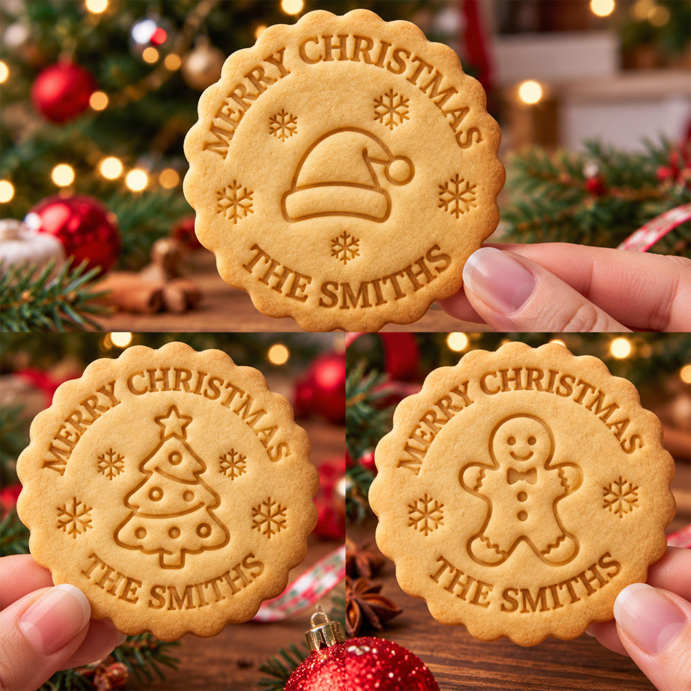 Personalized Family Name Christmas Cookie Stamp – Custom Merry Christmas Gift CH07 181042