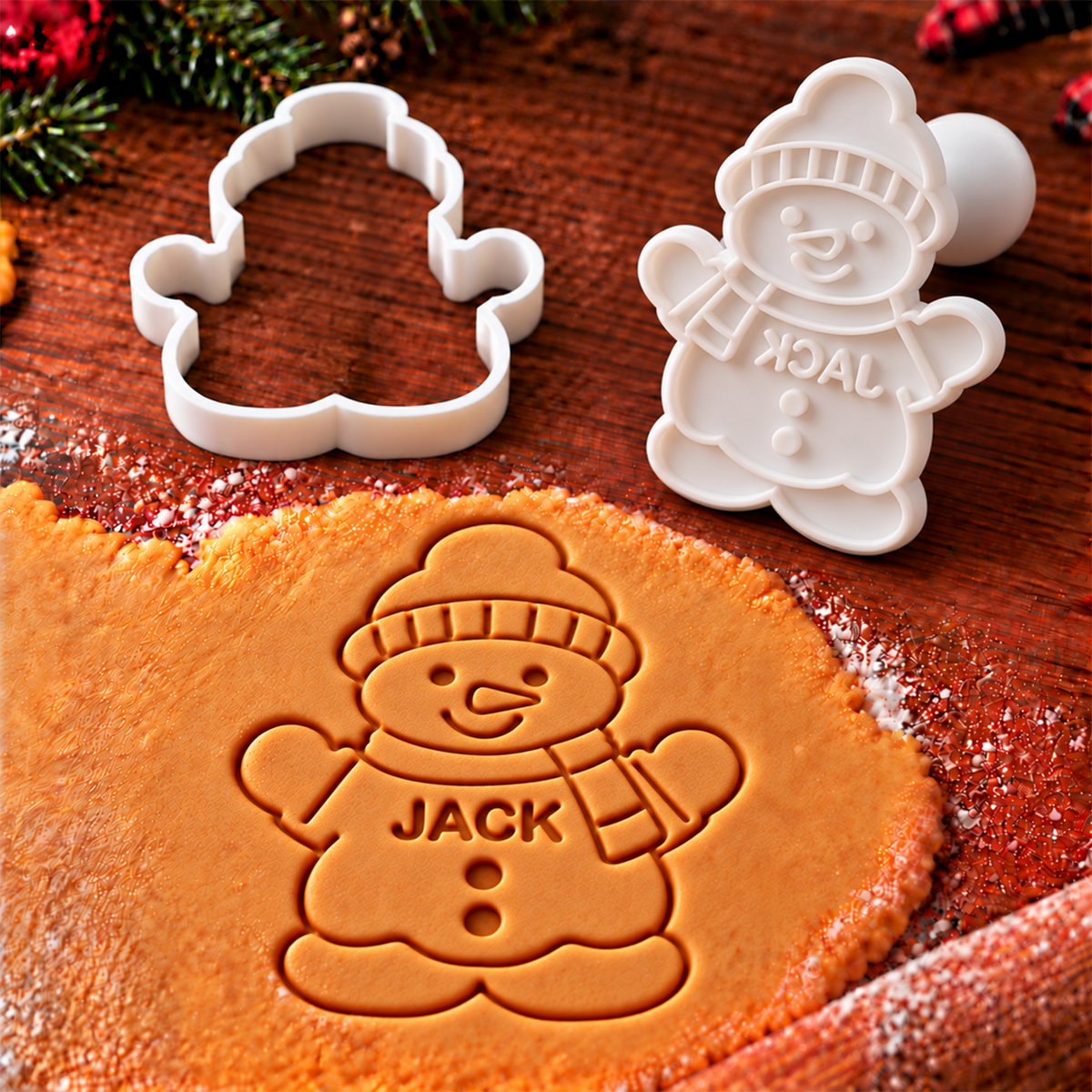 Personalized Name Snowman Family Cookie Stamp, Holiday Baker Gift HO82 904132