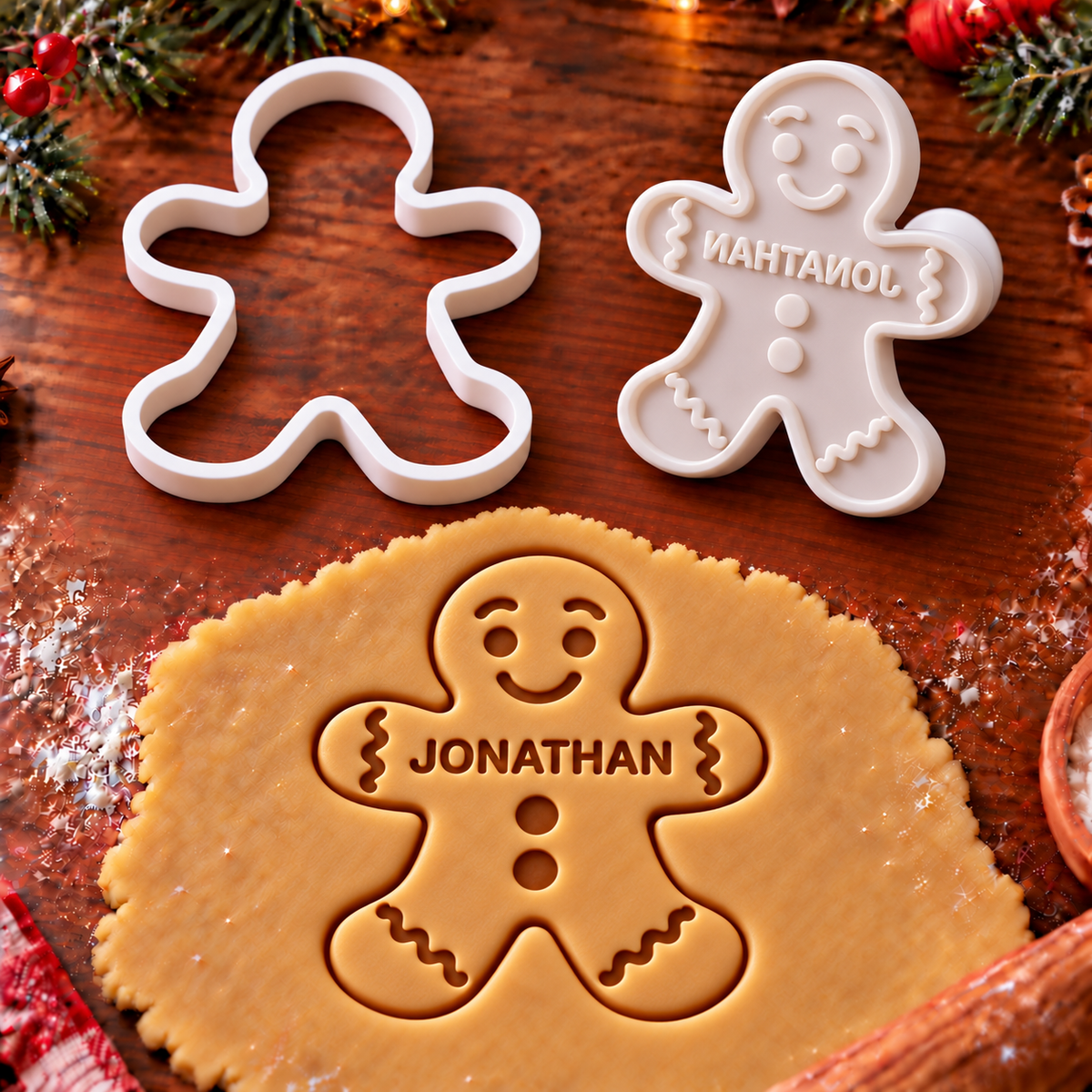Personalized Name Gingerbread Shaped Cookie Stamp Gift For Family HA75 922186