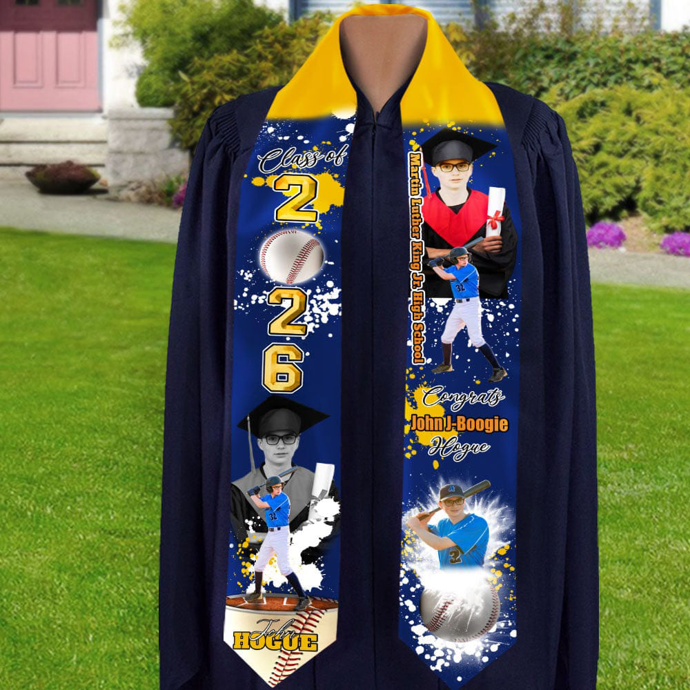 Custom Portrait Photo Class Of 2026 With Sporty Style Graduation Gift Stoles N369 890212