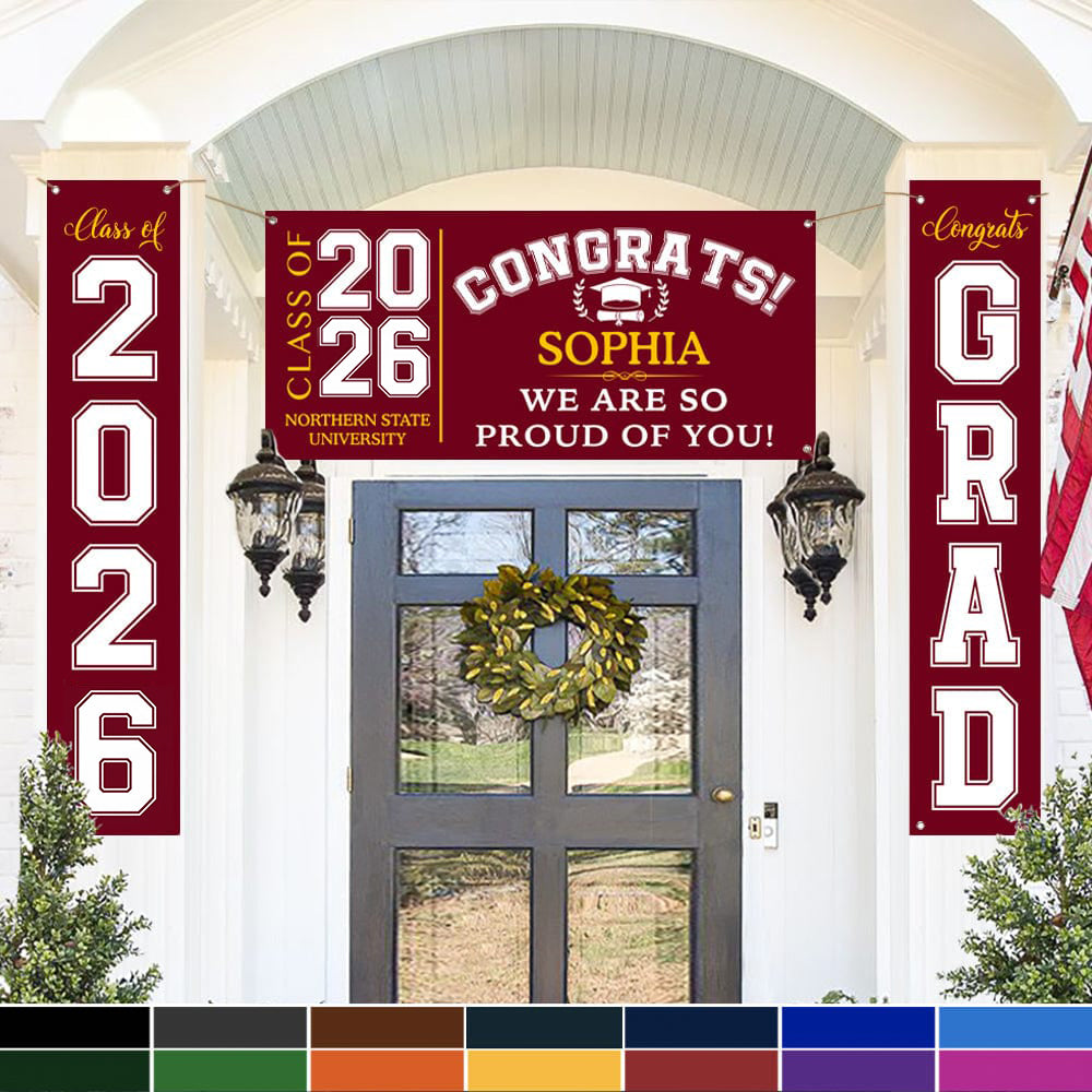 Congrats Class of 2026 Banner Combo 3 Pieces, Graduation Day, Senior Gift 890295