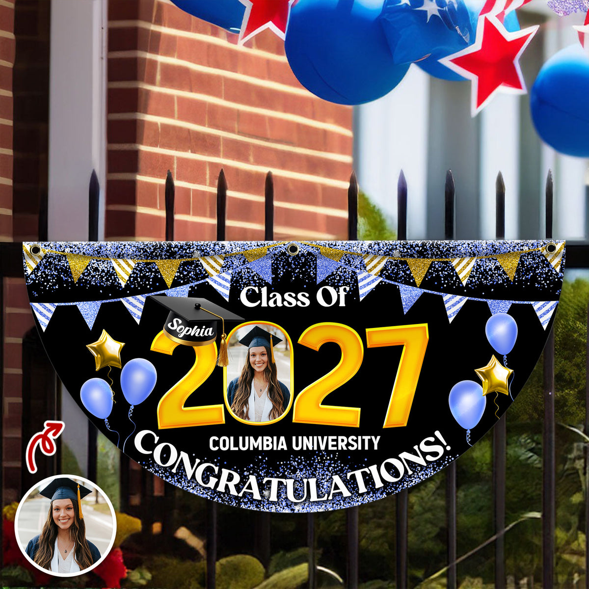 Custom Photo Graduation Senior Class Of 2026 Non-Pleated Fan Flag CH07 910634