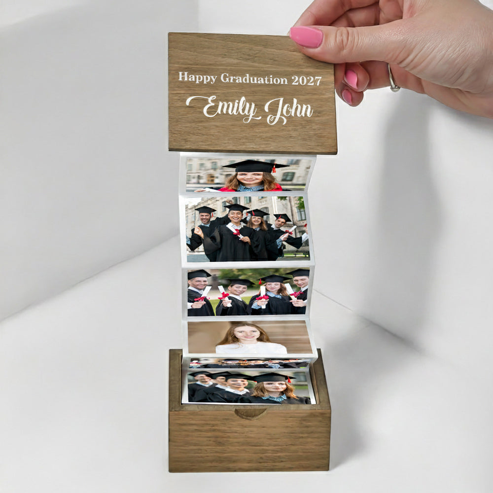 Custom Pull Out Photo Class of 2025 Graduation Wooden Photo Box LM32 893431