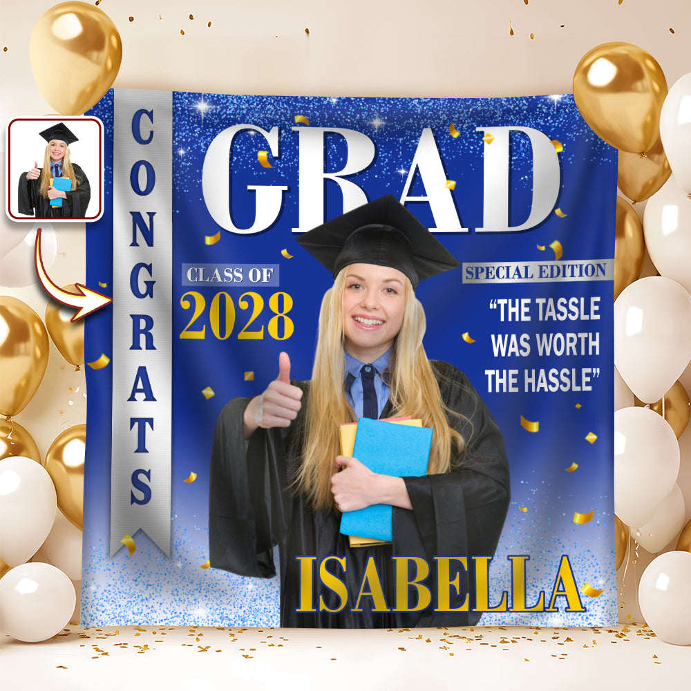 Custom Photo The Tassle Was Worth The Hassle Graduation's Day Backdrop TH10 898991