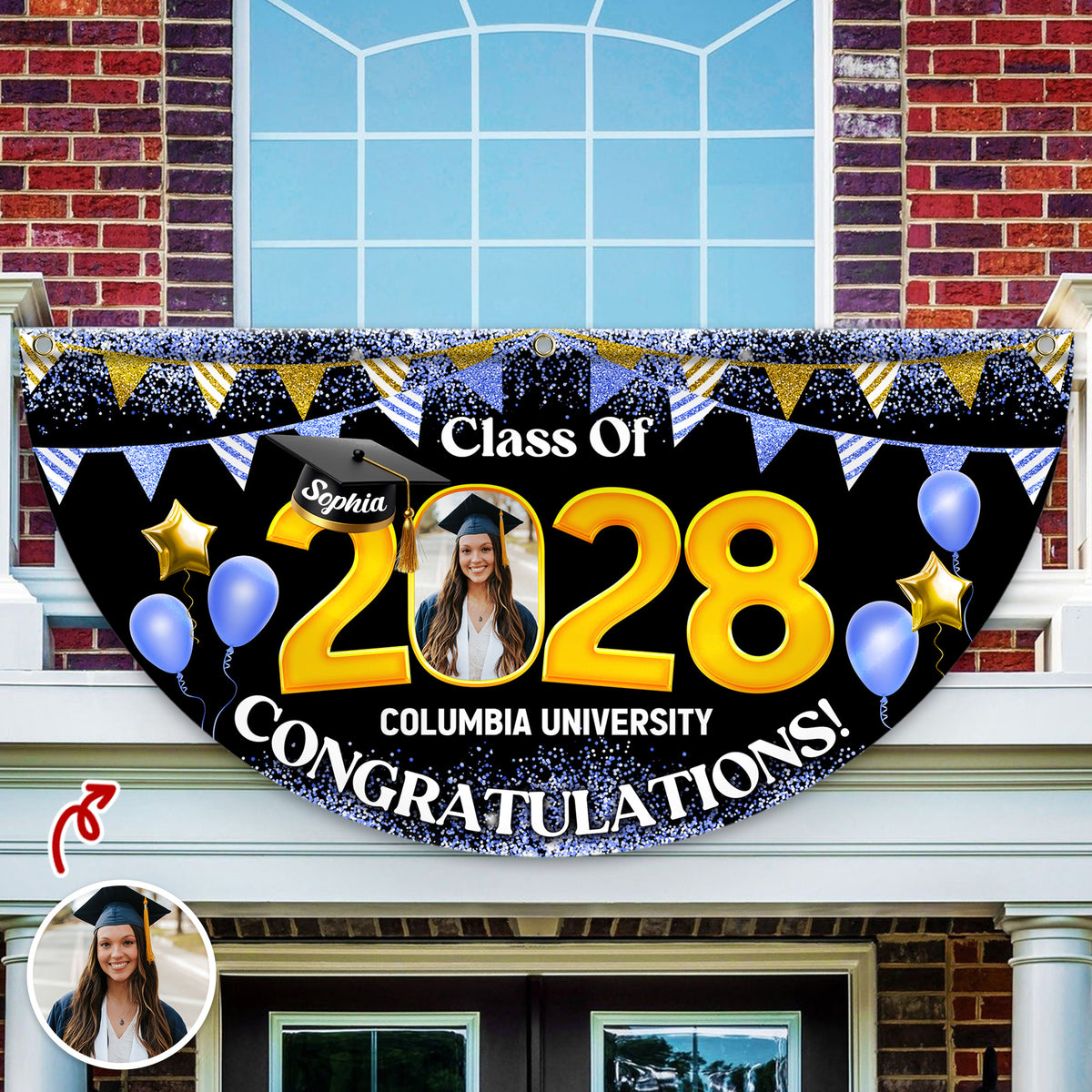 Custom Photo Graduation Senior Class Of 2026 Non-Pleated Fan Flag CH07 910634