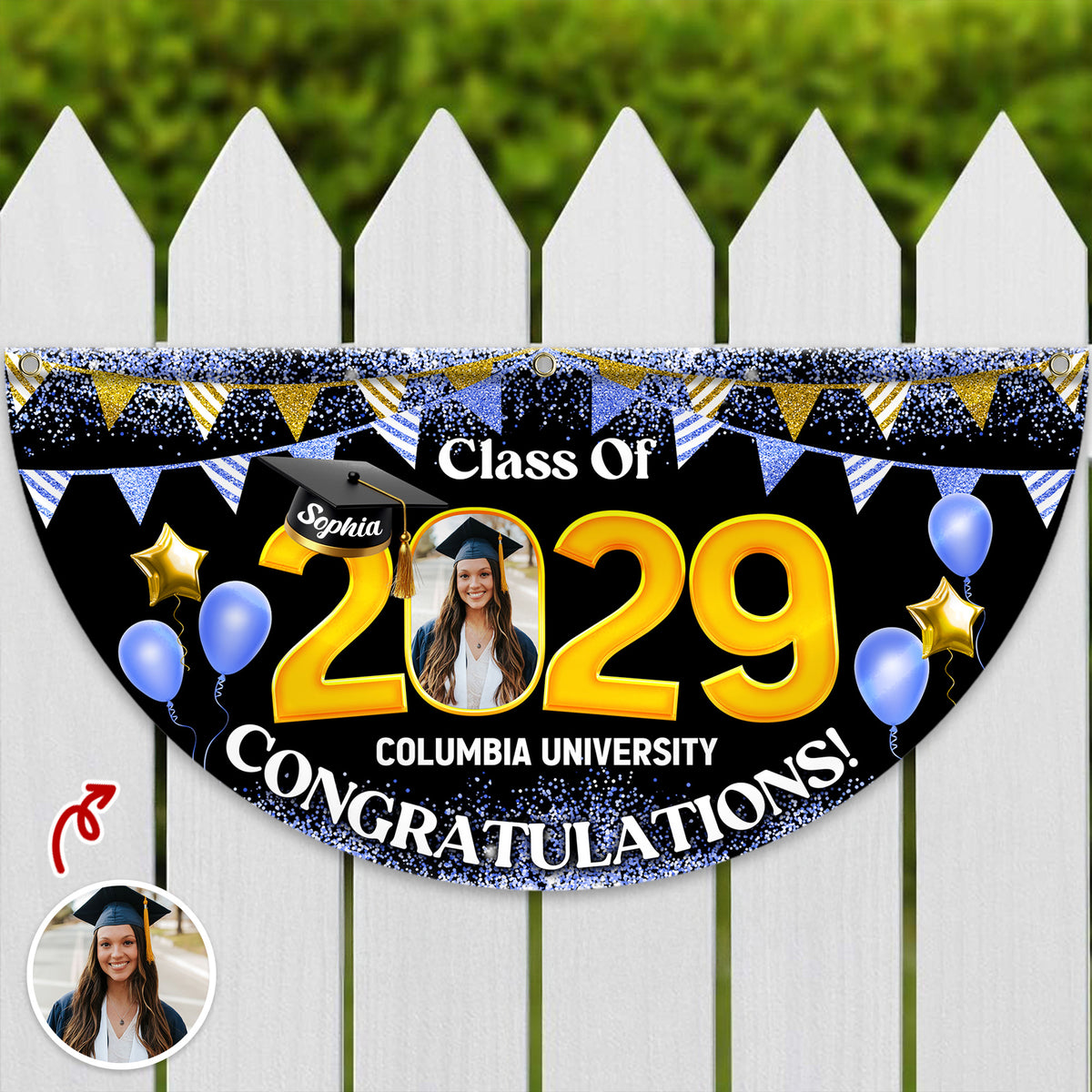 Custom Photo Graduation Senior Class Of 2026 Non-Pleated Fan Flag CH07 910634