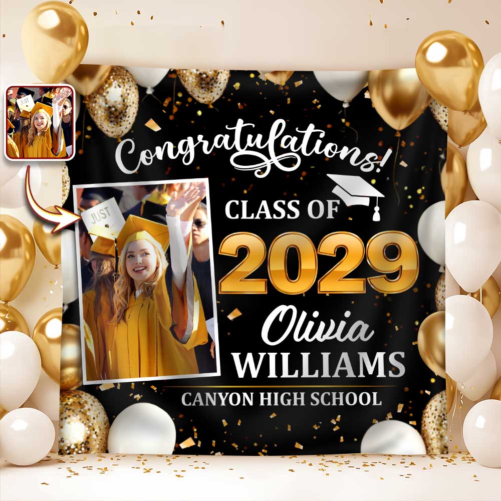 Custom Photo Congratulations Class of 2026 Backdrop Graduation Party Decor CH07 910826
