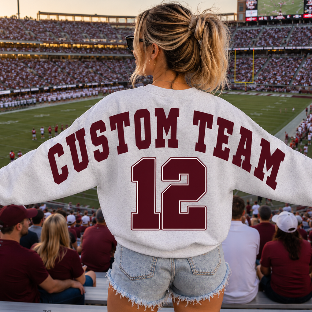 Custom Sport Team & Number Oversized Shirt, Shoulder to Shoulder Sweatshirt, Hoodie LM32 670117