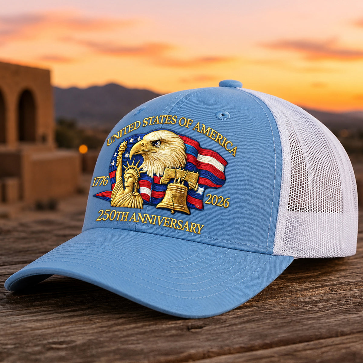 Bald Eagle United States Of America 250th Anniversary Embroidered Trucker Hat HO82 902870