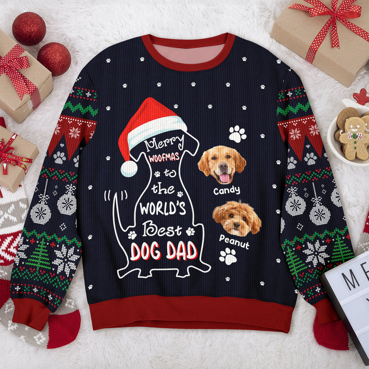 Custom Photo Merry Woofmas To The World Dog Ugly Sweater CH07 899464