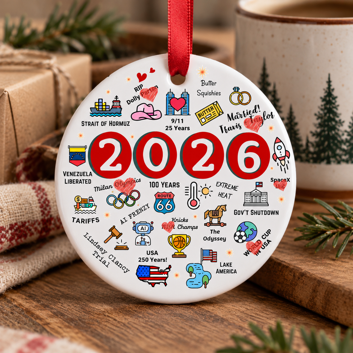 2026 Year in Review, Year to Remember Commemorative Ceramic Ornament LM32 670689