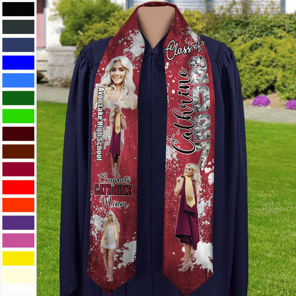 Custom Portrait Photo And Add School Name Graduation Gift Stoles N369 890224