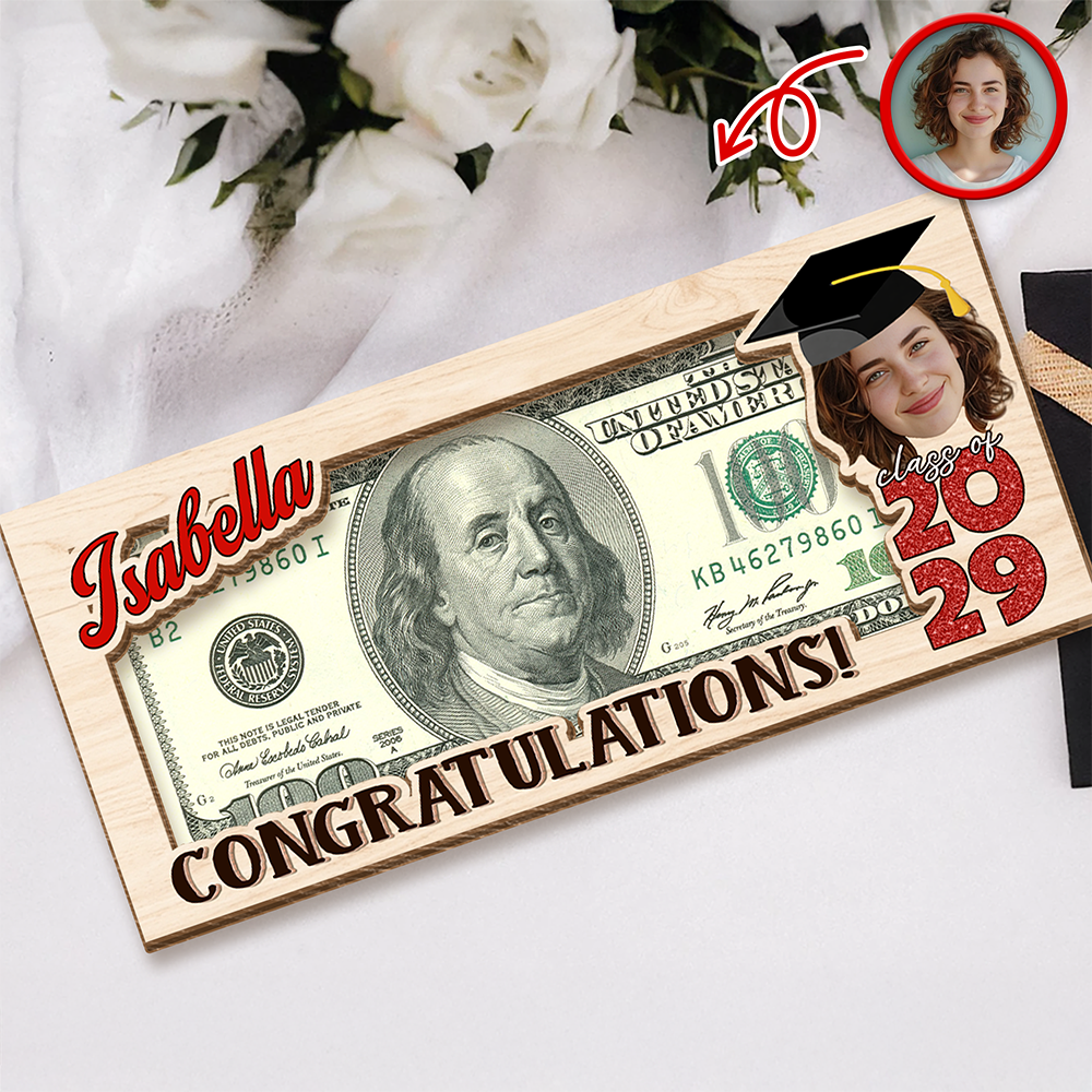 Custom Photo Congratulations Class Of 2026 Wood Money Holder CH07 910664