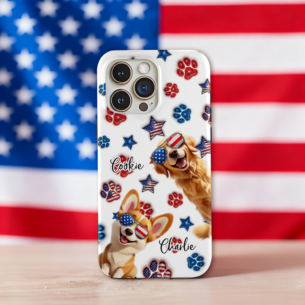 Custom 3D Dog US Flag Personalized Phone Case HA75 920320