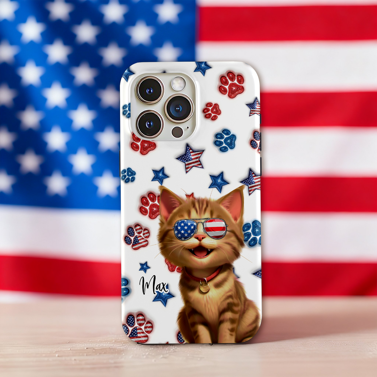 Custom 3D Cat US Flag Personalized Phone Case HA75 920322