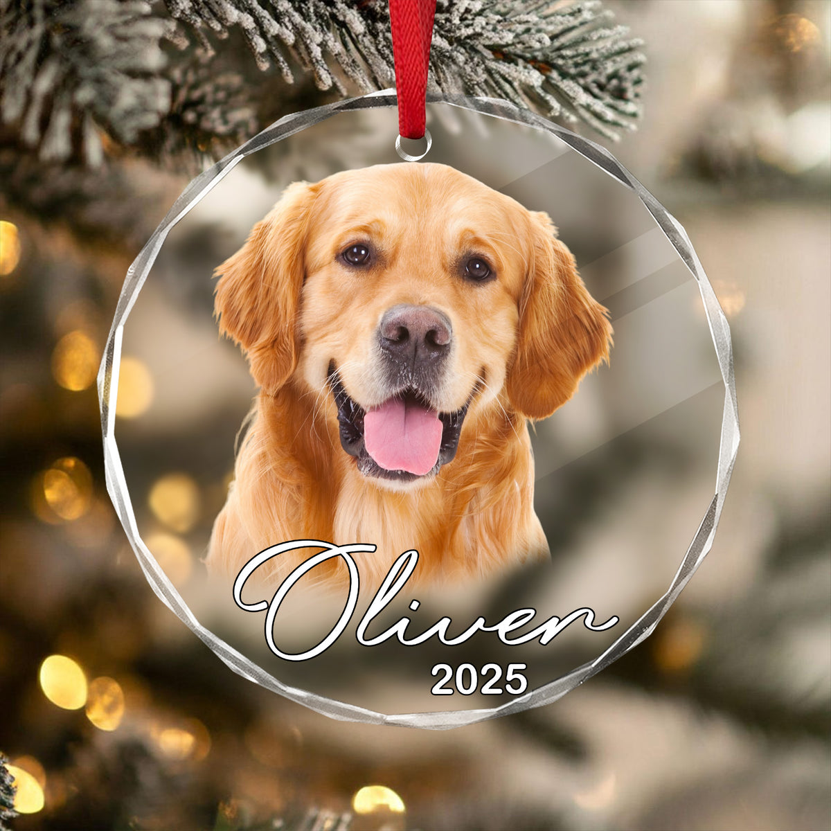 Custom Pet Photo Christmas Glass Ornament Gift For Pet Lovers TH10 894775