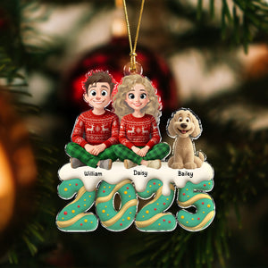 Personalized Family Christmas With Dog Acrylic Ornament HA75 897992