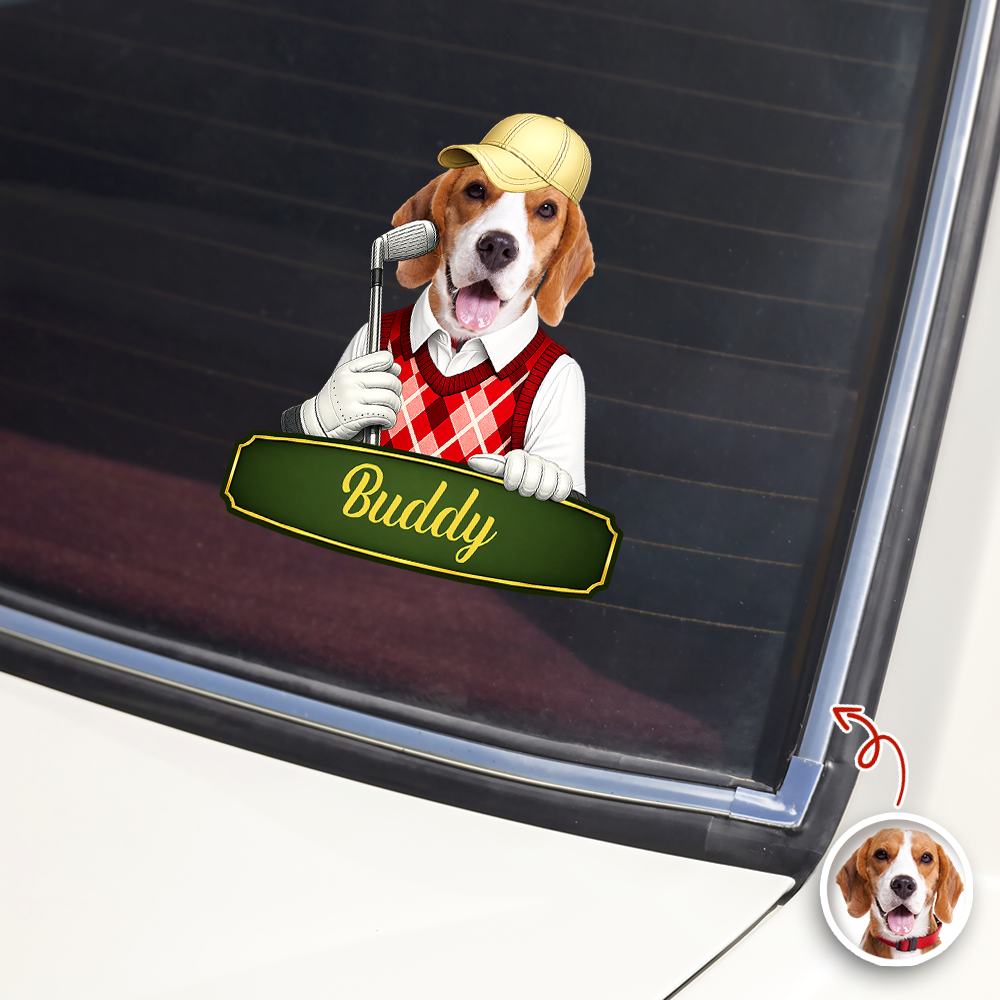 Custom Cute Dog Cat Photo Car Window Decal Sticker - Gift for Golfers HA75 921178