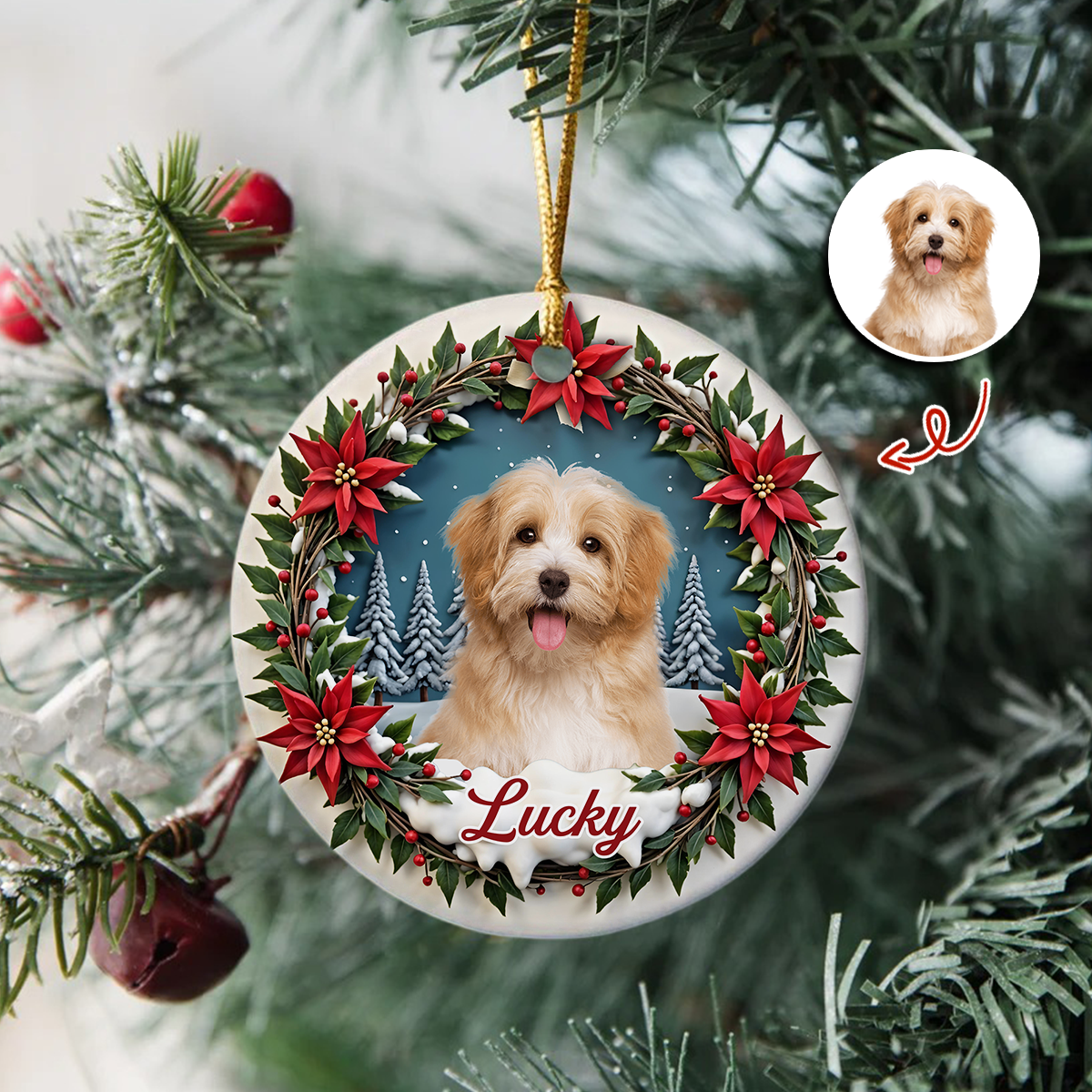 Custom Photo Dog Personalized Ceramic Ornament For Christmas HA75 897060