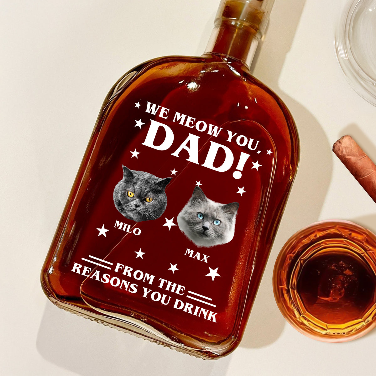 Custom Photo We Meow You - Cat Personalized Custom Whiskey Bottle - Father's Day, Gift For Dad, Pet Owners, Pet Lovers HO82 894078