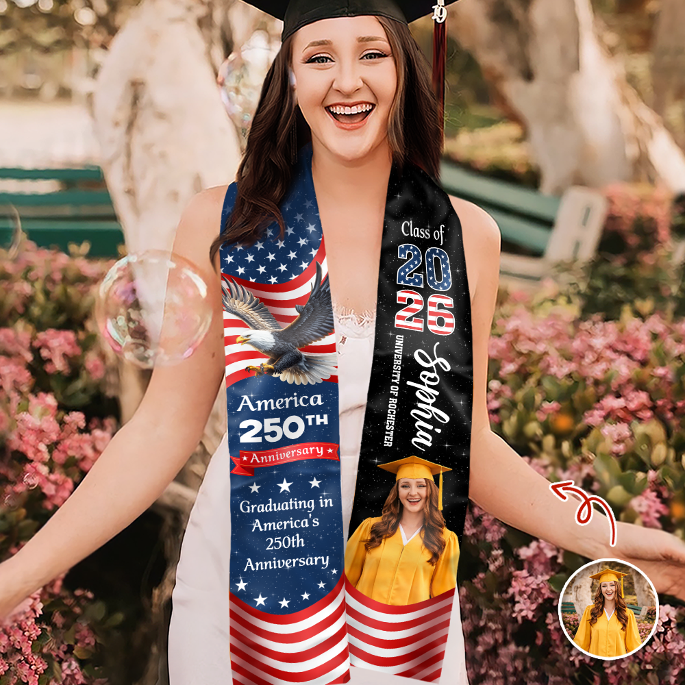 Custom Photo Graduation In America's 250th Anniversary Graduation Stoles CH07 910572