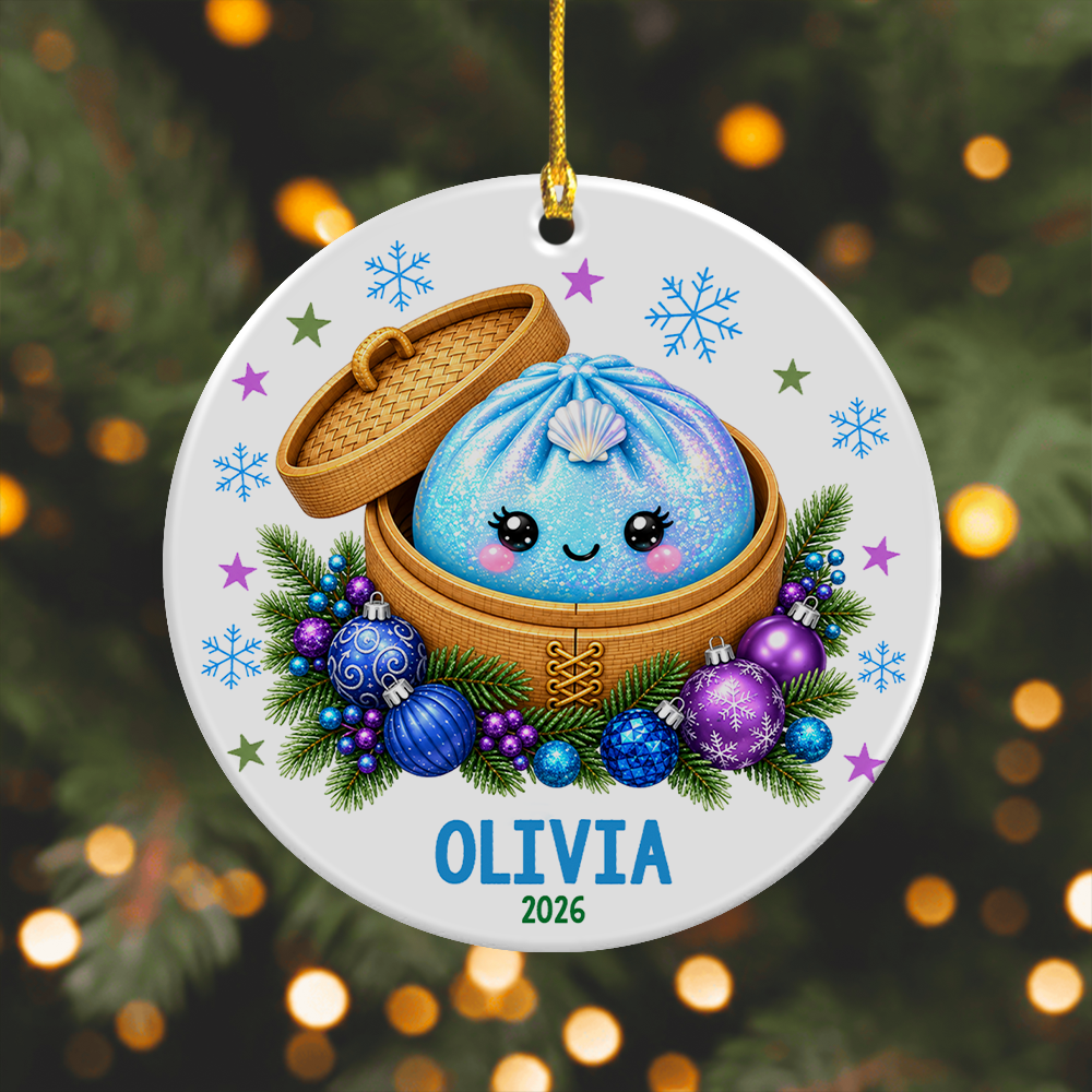 Personalized Dumpling Squishy Ceramic Ornament, Fun Family Christmas Gift HO82 903656
