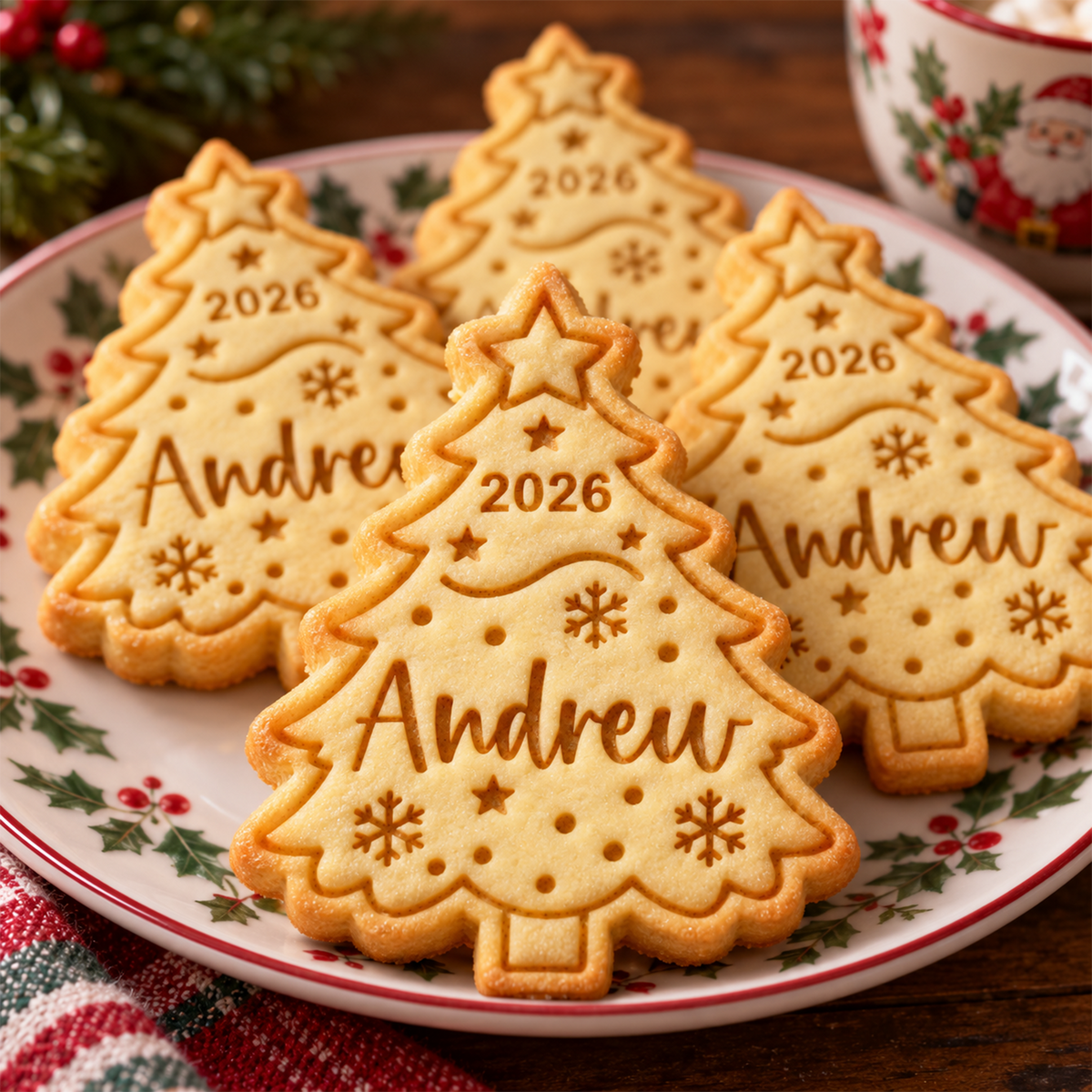 Personalized Name Merry Christmas - Christmas Tree Shaped Cookie Stamp HA75 57016