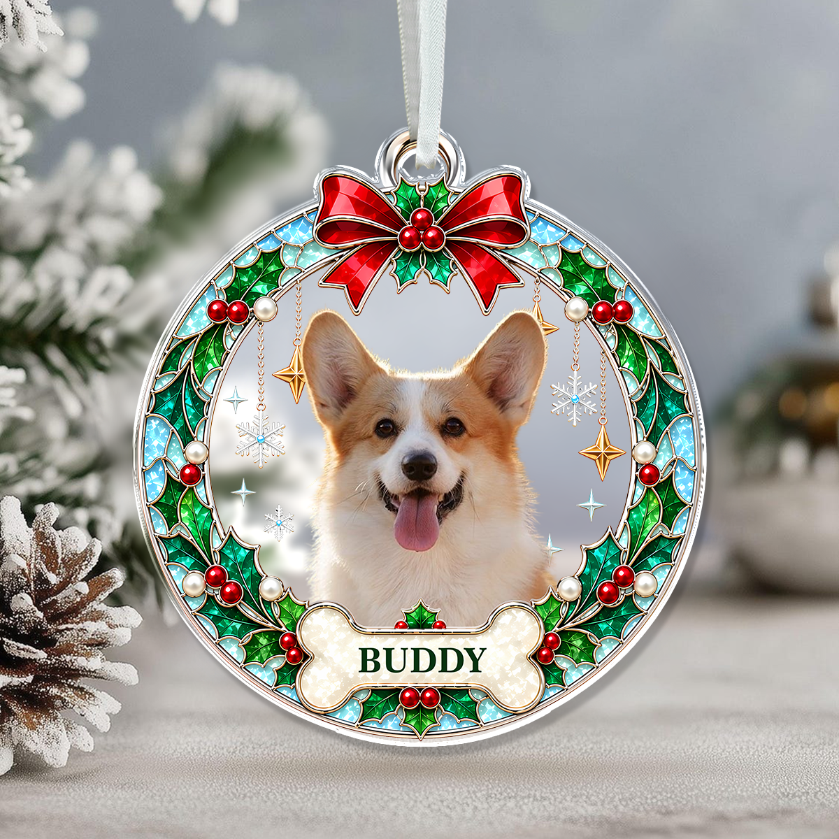 Custom Photo Dog Christmas Acrylic Ornament Gift For Dog Lovers HA75 919164