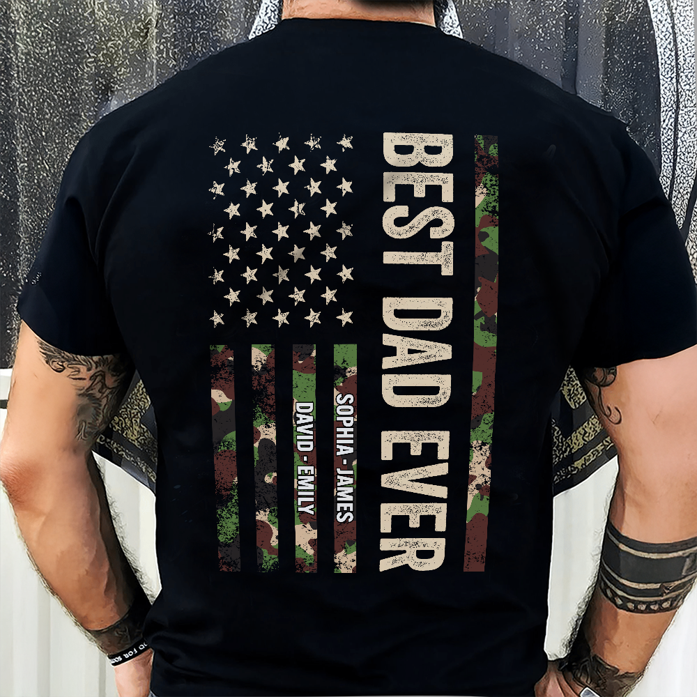 Personalized Best Dad Ever With US American Flag Back Shirt TH10 169721