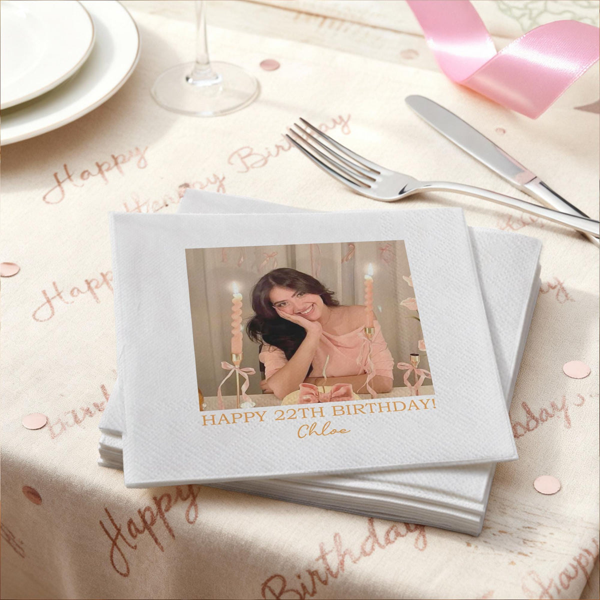 Custom Photo Napkins with Text - Personalized Cocktail Napkins for Birthday Party Decor LM32 899851