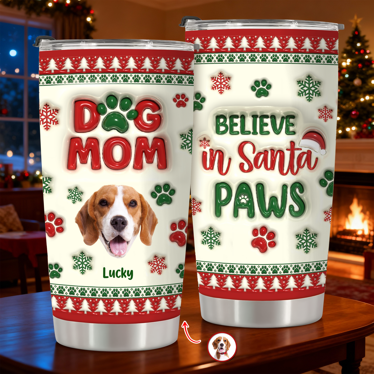 Dog Mom Christmas – Personalized 3D Inflated Effect Tumbler  Gifts For Dog Lovers CH07 896890