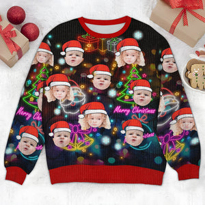 Custom Face Photo Christmas Neon Light Ugly Sweater TH10 891631