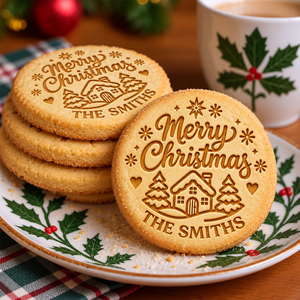 Custom Family Name Merry Christmas Cookie Stamp CH07 181108