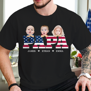 Custom Funny Face American Flag Daddy Family Shirt For Father's Day LM32 893541