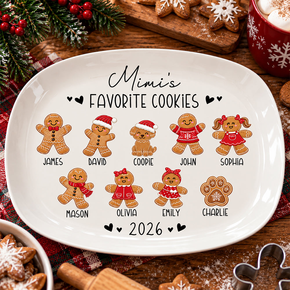Custom Family Gingerbread Cookie Platter Christmas Family Gift Decor HO82 904178