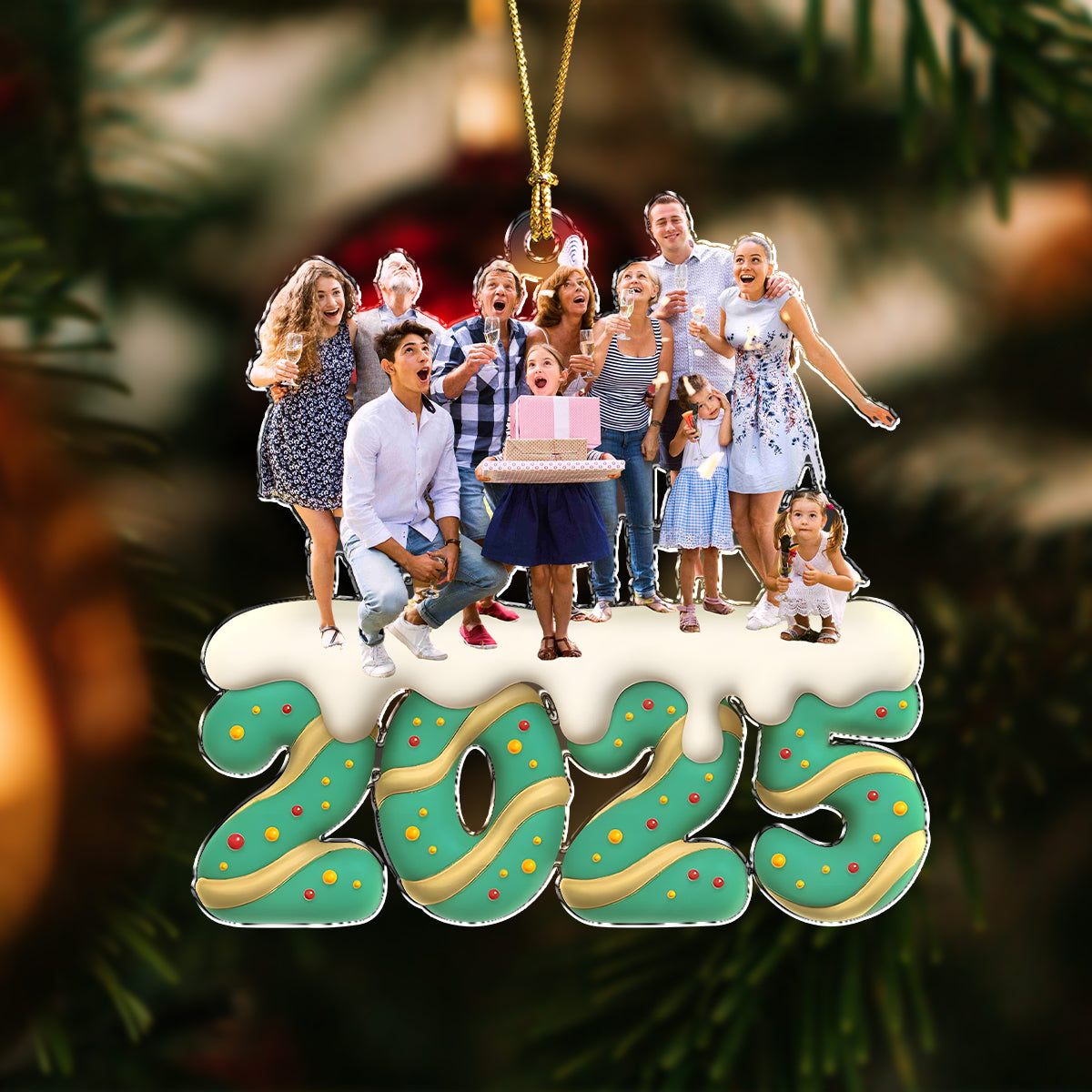 Custom Photo Family Christmas Acrylic Ornament HA75 897924