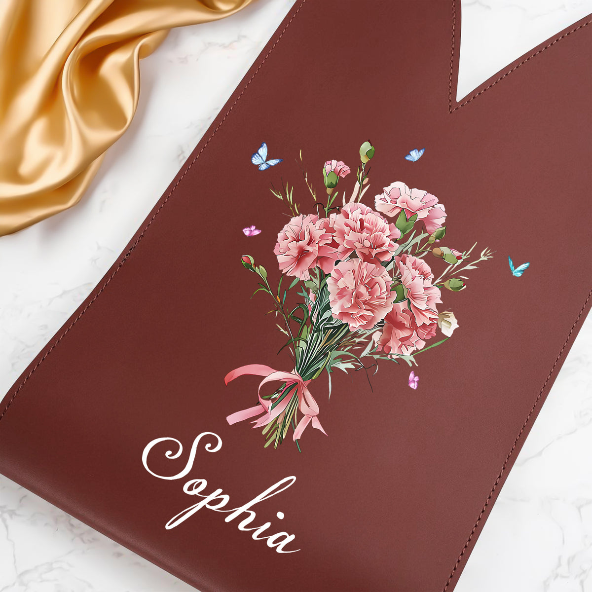 Custom Name Birthmonth Flower - Personalized Leather Wine Bag HA75 892914