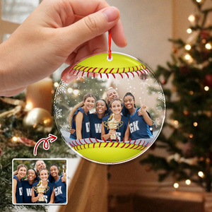 Custom Photo Baseball Team Softball Team Christmas Acrylic Ornament Gift HA75 897140